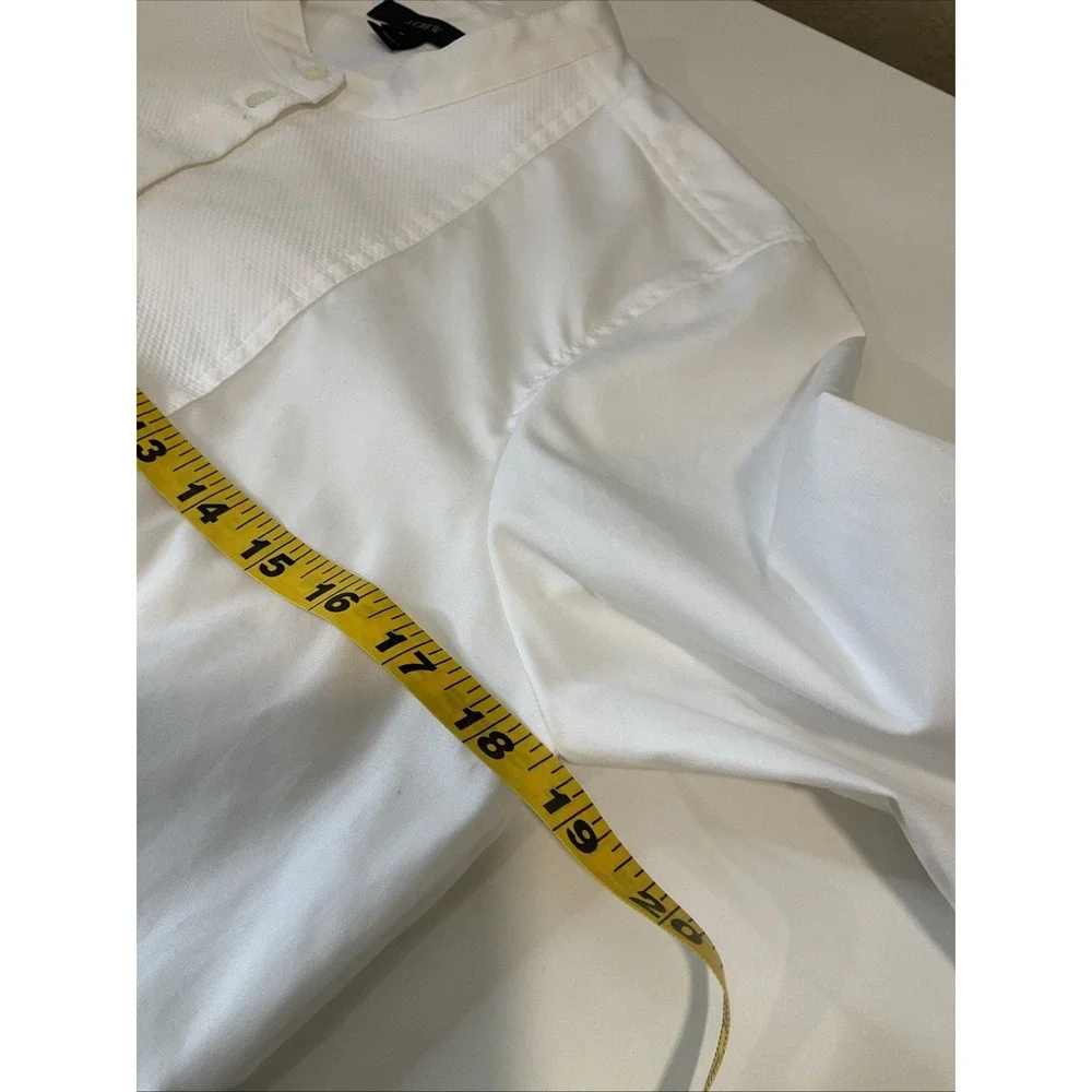 J. Crew Crisp White Cotton‎ 1/2 Button Front Long Sleeve Pintuck Blouse Tunic 4